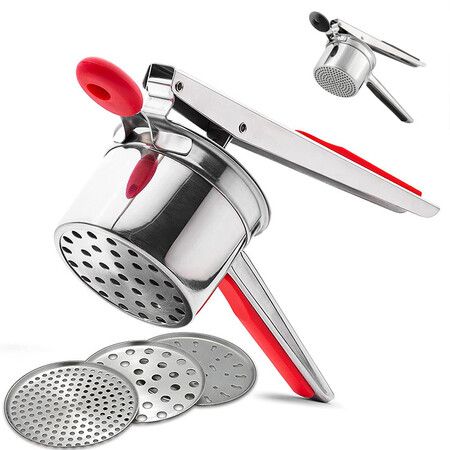 Potato Ricer,Stainless Steel Potato Mashers with 3 Replaceable Discs Silicone Handle to Make Smooth Mash Puree