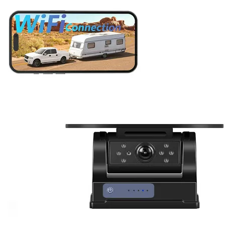 WiFi Magnetic Solar Backup Camera, 10500mAh Rechargeable 720P Rear View Camera for Truck RV Trailer Car, App for Phone iOS Android