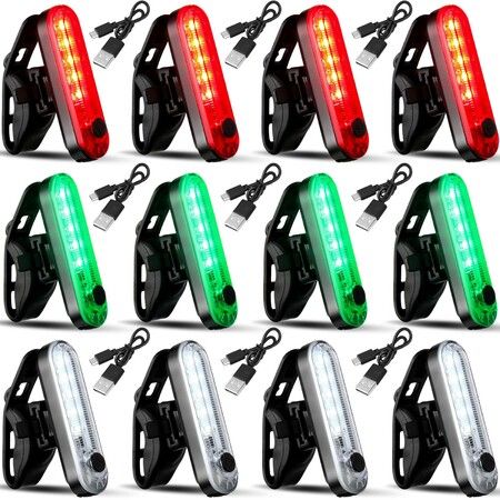 12 Pieces Battery Boat Navigation Lights Battery Powered Kayak Lights for Night Operated Boat SternLed Boats Safety,Dinghy 4 Types Flashing Mode