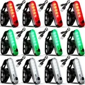 12 Pieces Battery Boat Navigation Lights Battery Powered Kayak Lights for Night Operated Boat SternLed Boats Safety,Dinghy 4 Types Flashing Mode