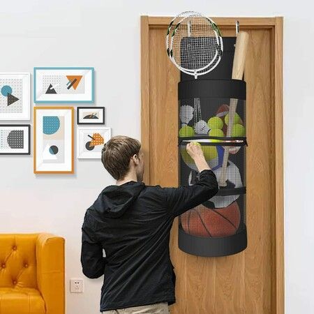 Hanging Sports Organizer Over Door Rack Garage Storage Soccer Basketball Football Swimming Gear Birthday Presents