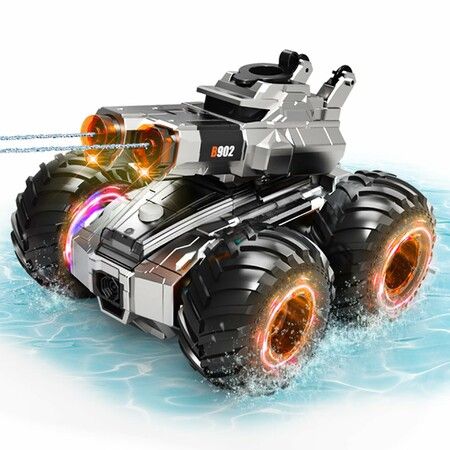 Amphibious Remote Control Car with Water Gun,Waterproof Monster Truck Rc Boat Water Tank Swimming Pool Toys,Gesture Sensing RC Stunt Cars