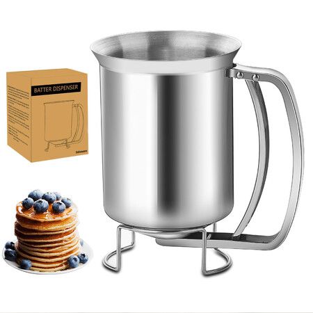 Stainless Steel Pancake Batter Dispenser,Batter Funnel Kitchen Tool for Pancakes,Cupcakes,Muffins,and Waffles(680ml)