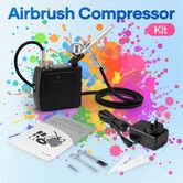 Airbrush Kit Air Brush Compressor Spray Gun Dual Action Portable Paint Model Tattoo Nail Art Craft Cake Decor Barber Makeup 0.5mm 21PSI Cleaning Set