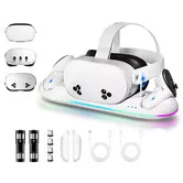 Charging Dock for Meta Quest 3S/3/2, 20W Magnetic Charging Station for Oculus Quest 3S/3/2 Accessories, RGB Charging Stand for VR Headset and Controllers