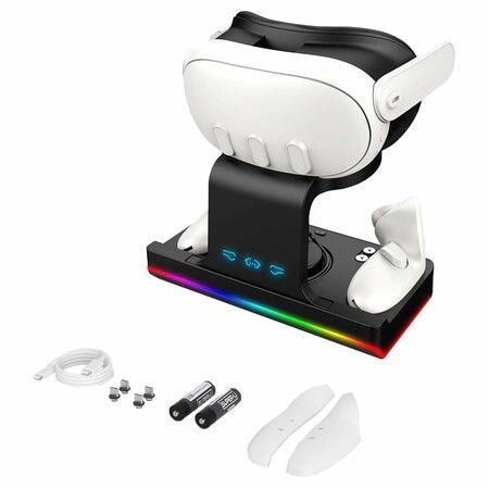 Magnetic Charging Station for Oculus/Meta Quest 3, Charging Dock for Quest 3 Headset and Controller with LED Indicator