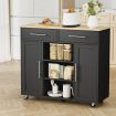 Artiss Kitchen Island Trolley Rolling Serving Cart Storage Drawer Cabinet 100cm Black