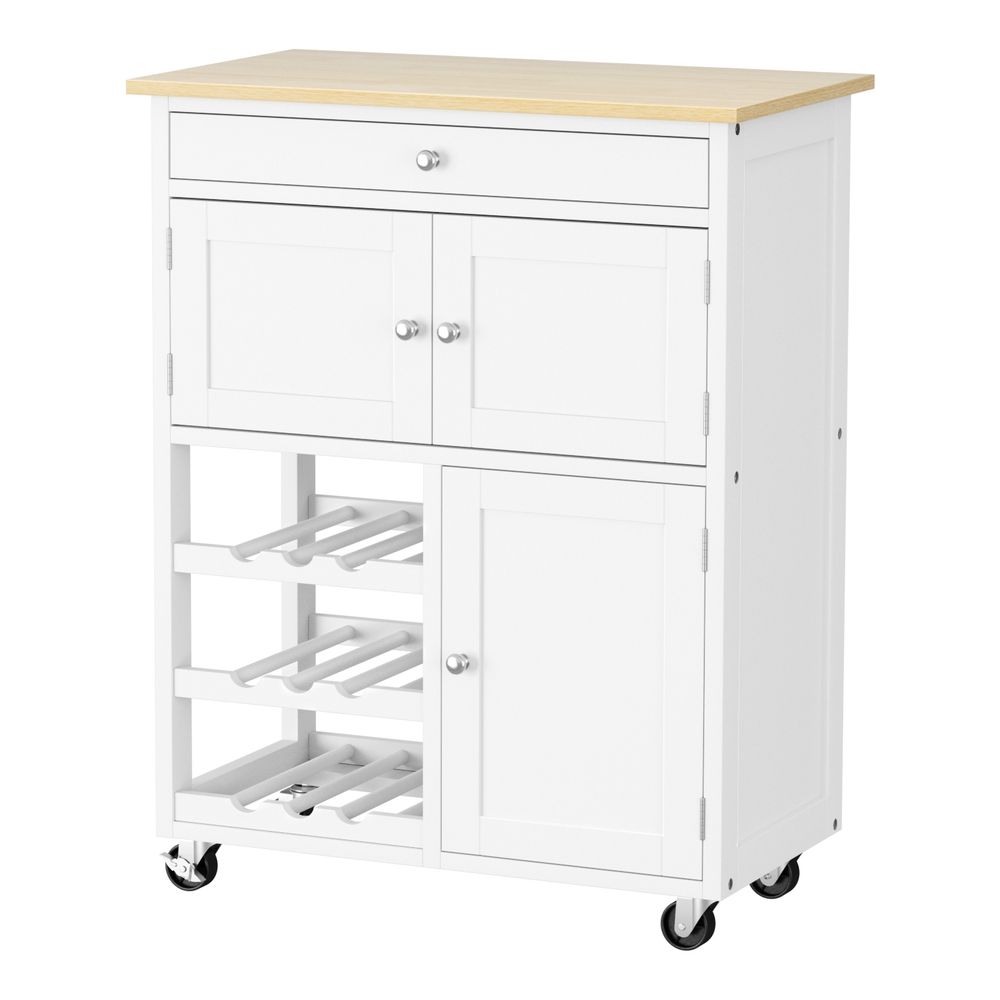 Artiss Kitchen Island Trolley Rolling Serving Cart Storage Cart Drawer Cupboard