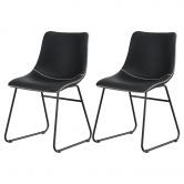 Artiss 2x Dining Chairs Retro PU Leather Kitchen Lounge Cafe Accent Chair Black