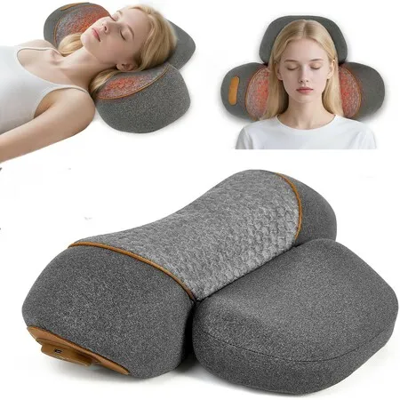 3-in-1 Neck Massager Pillow with Heating Cervical Traction,Ergonomic Cervical Pillow for Neck Back Shoulder Relief,Cervical Traction Suppor