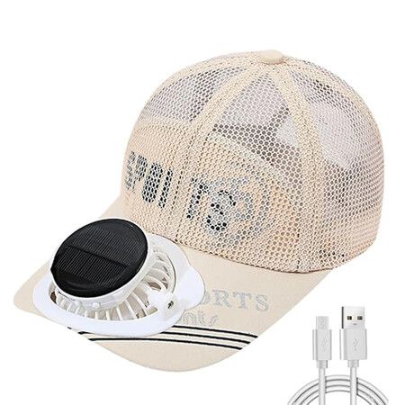 Wide Brim Solar Fan Hat, Men's Baseball Cap with Rechargeable Fan 3-Speed Adjustable Sun Hat for Fishing, Beach