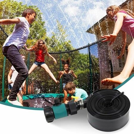 15M Trampoline Sprinkler, Summer Fun Outdoor Backyard Water Play Cool Down Water Sprinkler for Kids Games, Fmaily Party, Sprinklers for Yard Green