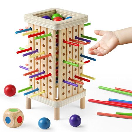 Montessori Game Wooden Board Game, Multiplayer for Boys Girls 4 to 8, Math Educational, Fine Motor Skill Toy for Girls Boys