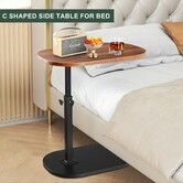 C Shaped Side Table with Adjustable Height, End Table for Sofa, Laptop, 360°Swivel Adjustable Side Table for Living Room, Bedroom, Bathtub, Small Spaces