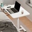Mobile Overbed Table with Wheels, Height Adjustable Laptop Table with Shelf, Portable Home Office Desk Mobile Laptop Computer Standing Desk Cart with Tray