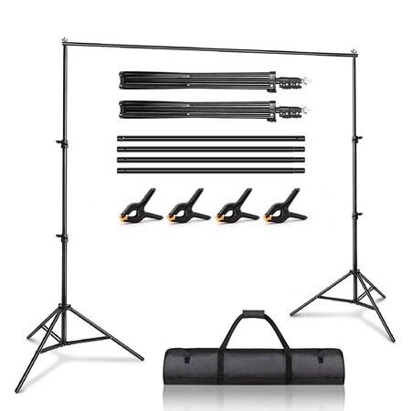 Backdrop Stand Kit, 2x3m Adjustable Photography Background Photo Backdrop Stand for Green Screen, Wedding, Parties, Photoshoot, Advertising Display