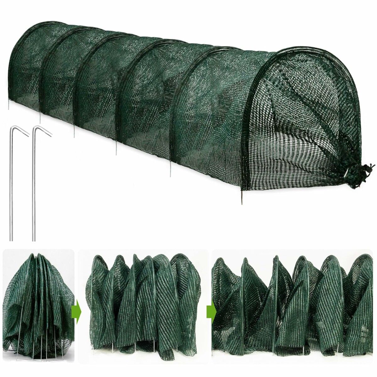 300*45*45cm Greenhouse Protection from Sun Heat Garden Tunnel Shade Net Cover with Quick-Release Technology Row Covers for Vegetables Plant Cover from Sun