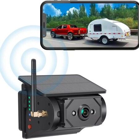 Solar-Powered Wireless Backup Camera with Smart Human Vehicle Detection,WiFi Connectivity,Cordless Magnetic Mount Rear View Camera for Truck,Trailer