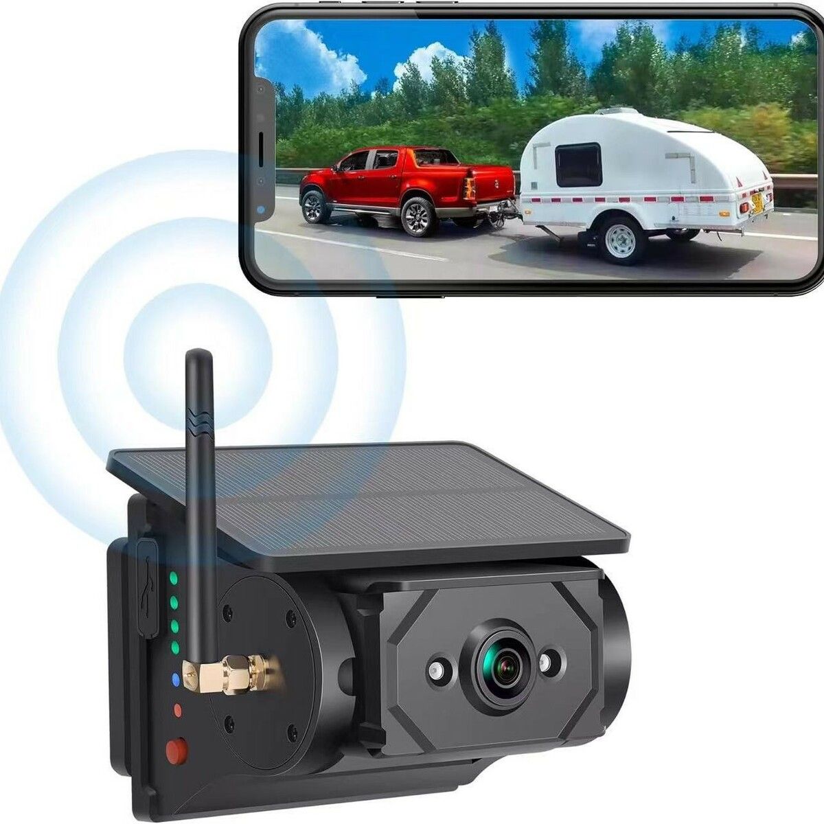 Solar-Powered Wireless Backup Camera with Smart Human Vehicle Detection,WiFi Connectivity,Cordless Magnetic Mount Rear View Camera for Truck,Trailer