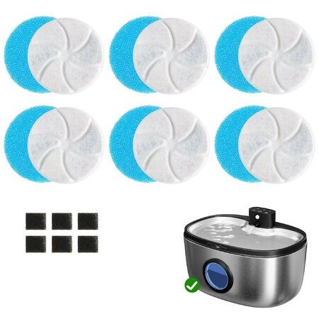 Cat Water Fountain Filter: Replacement for ZCW001 6 Pack Pet Water Fountain and Pump Filters for Cats Dogs 5-Layer Activated Carbon Filters