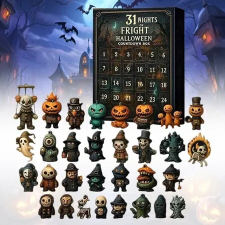 31 Nights of Fright Halloween Countdown Box with Figurines 2025 New Unusual Scary Dolls Advent Calendar Decor Gifts Before Christmas Horror Action Figures