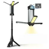 Rechargeable LED Work Light with Stand - Cordless Work Lights Kit 3 Page Head 500/6500K Dimmable 6AH Camping Light with Detachable Tripod,Hooks