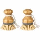 Bamboo Palm Brush,Scrub Brush for Dishes Pots Pans Kitchen Sink Cleaning,Pack of 2