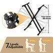 Keyboard Piano Stand Music Stage Folding Adjustable Double Braced X Style Steel Holder Locking Straps Quick Release System Black for Digital Keyboards