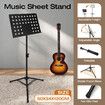 Sheet Music Stand Foldable Tripod Song Book Conductor Stage Holder Adjustable Black Steel Frame Portable for Studio School Professional Performance
