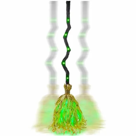 Witches Broom Halloween Decor 88CM Animated Light up Moving Broomstick with Spooky Sounds,Dancing Magic Witch Broom