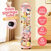 Stuffed Animal Storage Kids Toys Tube Box Zoo Plush Soft Doll Organiser Playroom Nursery Display Cabinet Holder Vertical Container Wheels 168x36cm