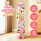 Kids Toys Storage Tube Stuffed Animal Zoo Plush Soft Cute Doll Box Organiser Playroom Nursery Display Cabinet Holder Container Vertical Stand 152x36cm