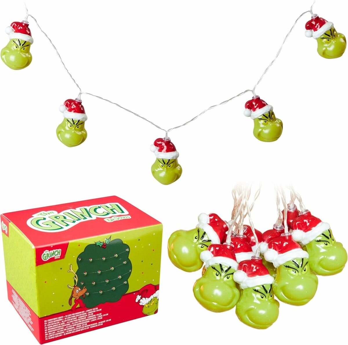 The Grinch LED Lights Battery Operated String Fairy Lights Decorations Indoor Home Decor Christmas Tree Lights Xmas, 3 Meters 20 LED Lights