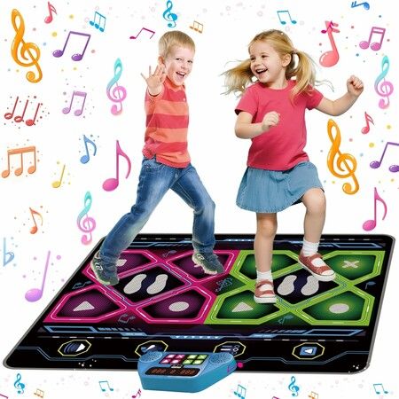 Kids Dance Mat, Interactive Electronic Dance Pad for Girls and Boys, Speaker with Built-in Adjustable Volume Music, Ideal Birthday Dance Game Toy Gift