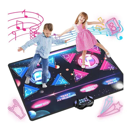 Dance Mat for Kids, 2 Player Light Up Dance Pad for Girls Boys, Large Electronic Dancing Music Games Toys, Christmas Birthday Gift