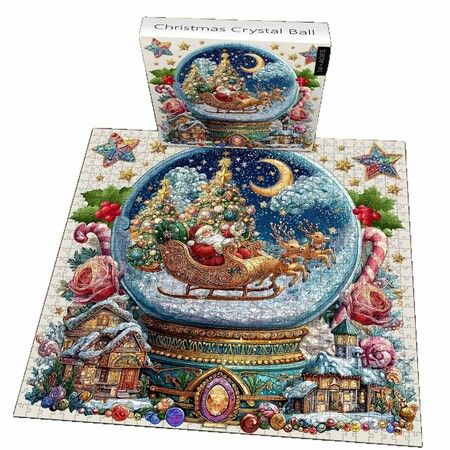 Christmas Jigsaw Puzzle Game 1024 Piece For Christmas Crystal Ball Puzzle Toy Christmas Gift Home Decor