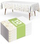 PEVA Tablecloth 10 Pack 137x274cm Disposable Leakproof Sturdy Rectangle 2025 Graduation  Decorations Christmas Birthday Supply Party COL White Gold