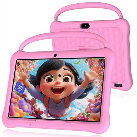Tablet 10 inch Android 13 Tablets with 4GB RAM,64GB ROM with Parental Control, Time Limits, 6000mAh Battery,Dual Camera,WiFi, Bluetooth for Girls(Pink)