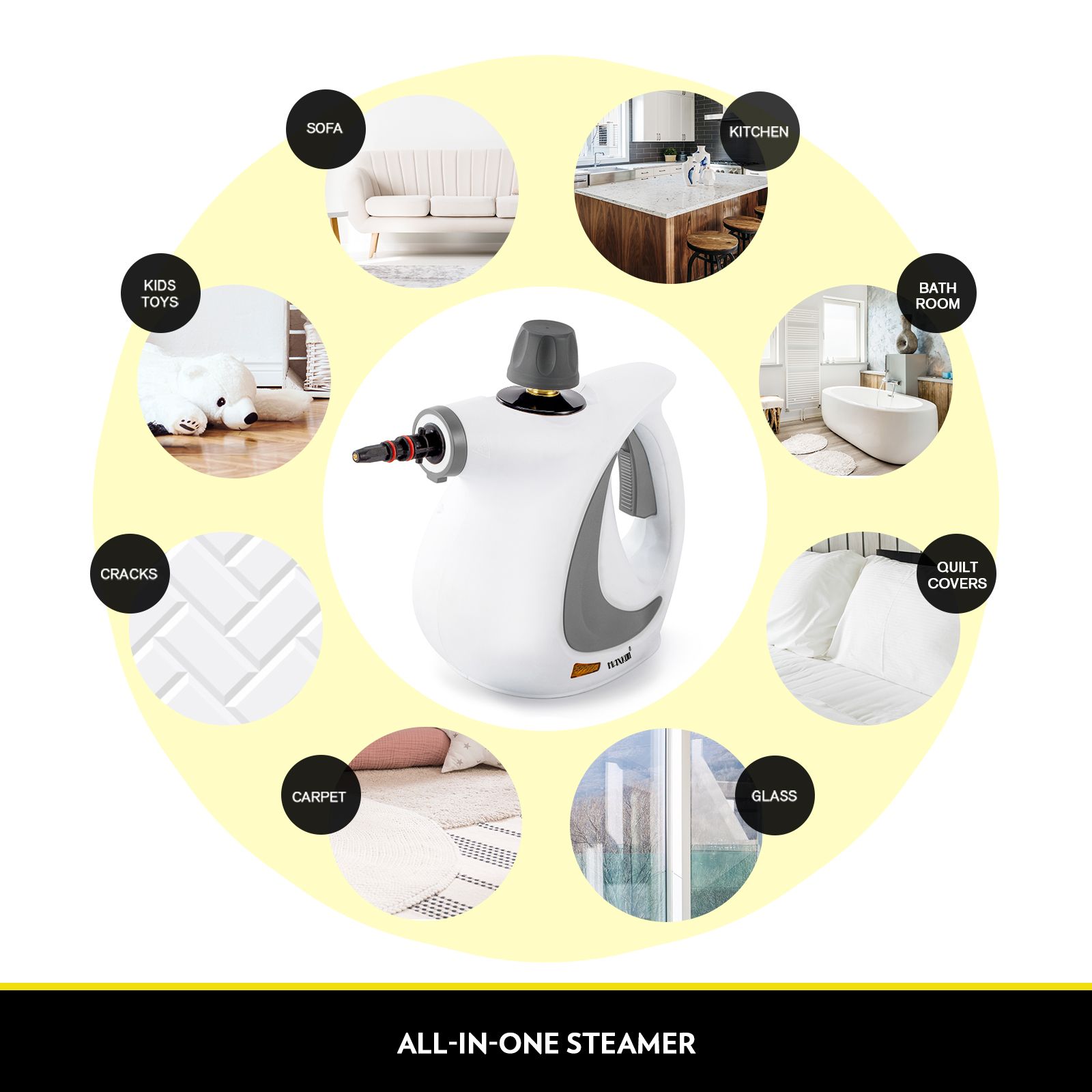 10 in 1 Steam Cleaner Mop Handheld Steamer Floor Carpet Sofa Couch Car Window Upholstery Cleaning System Portable High Pressure Home Kitchen Bathroom