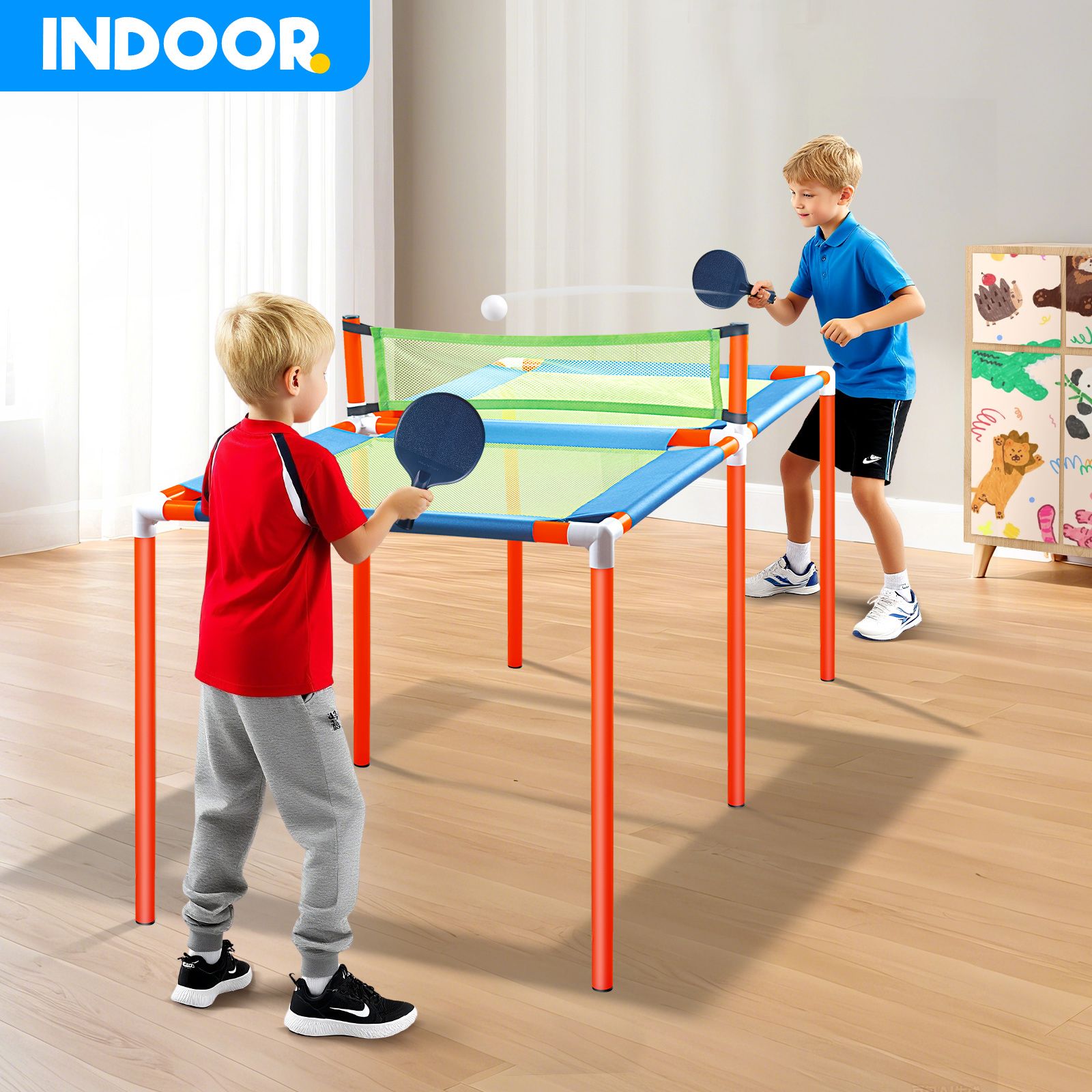 Table Tennis Table Ping Pong Trampoline Portable Outdoor Sports Players Training Fun Family Room Game Play Pingpong Paddles Rackets 3 Balls 2 Bats Set