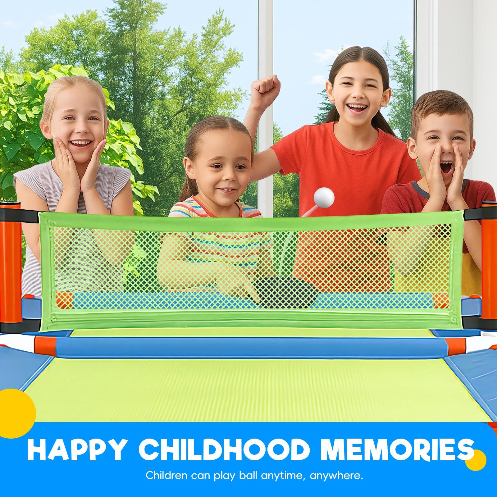 Table Tennis Table Ping Pong Trampoline Portable Outdoor Sports Players Training Fun Family Room Game Play Pingpong Paddles Rackets 3 Balls 2 Bats Set