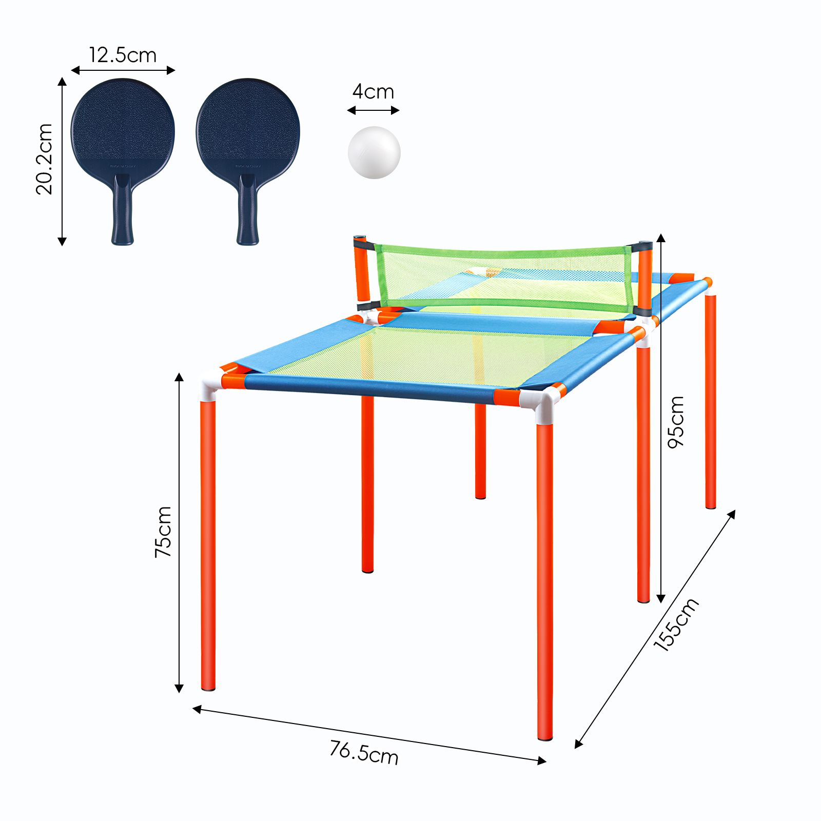Table Tennis Table Ping Pong Trampoline Portable Outdoor Sports Players Training Fun Family Room Game Play Pingpong Paddles Rackets 3 Balls 2 Bats Set