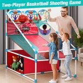 Arcade Basketball Game Set 4 Balls LED Electronic Scorer Childrens Sports Dual Shot 2 Players Basket Ball Hoops System Indoor Outdoor Play Competition