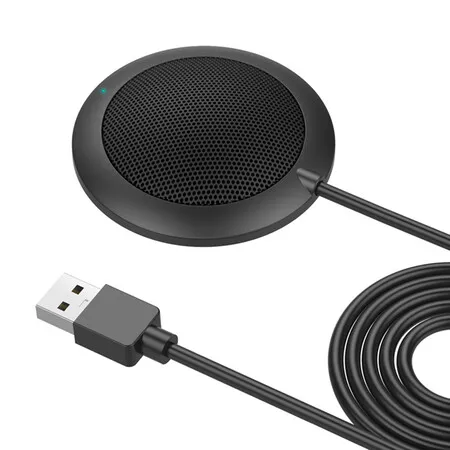 Conference USB Microphone, Computer Desktop Mic with LED Indicator, Plug and Play Omnidirectional Condenser PC Laptop Mics for Online Meeting, Class