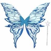 Fairy Wings for Women 80x75cm Fairy Costume Set Large Butterfly Wings for Halloween Party,Blue