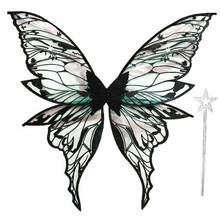 Fairy Wings for Women 80x75cm Fairy Costume Set Large Butterfly Wings for Halloween Party,Black