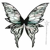 Fairy Wings for Women 80x75cm Fairy Costume Set Large Butterfly Wings for Halloween Party,Black