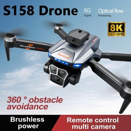 8K GPS Drone Profesional FPV Drone Dual Camera RC Quadcopter Aerial Aircraft Optical Flow Helicopter Obstacle Avoidanc Color Grey