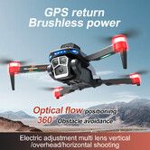 8K GPS Drone Profesional FPV Drone Dual Camera RC Quadcopter Aerial Aircraft Optical Flow Helicopter Obstacle Avoidanc Color Black
