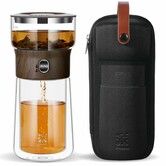 Modern Glass Tea Infuser Teapot,Smart One Touch Tea Maker for Loose Tea Diffusers with Insulated Mug and Portable Tea Kits